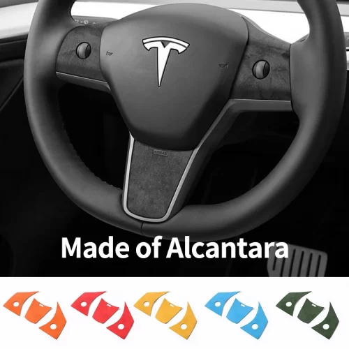 Tesla Model 3 (2019-2023) / Model Y (2019-) - adesivos acessórios para volante feito de alcântara - AliExpress