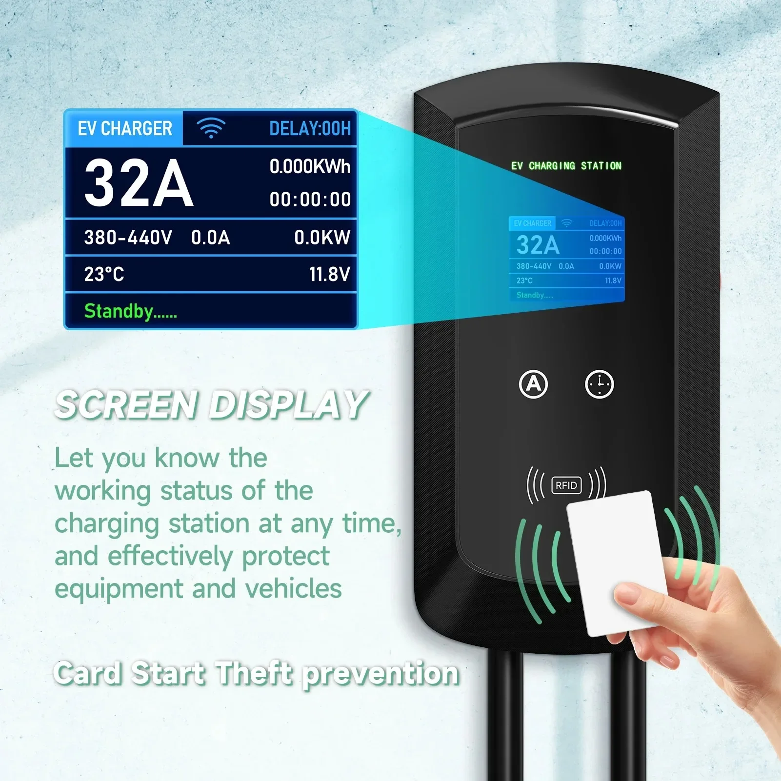 Estação de carregamento Afev 7.6kw/11kw/22kw EV - plug type2 IEC62196-2 32a - Bluetooth - Image 2