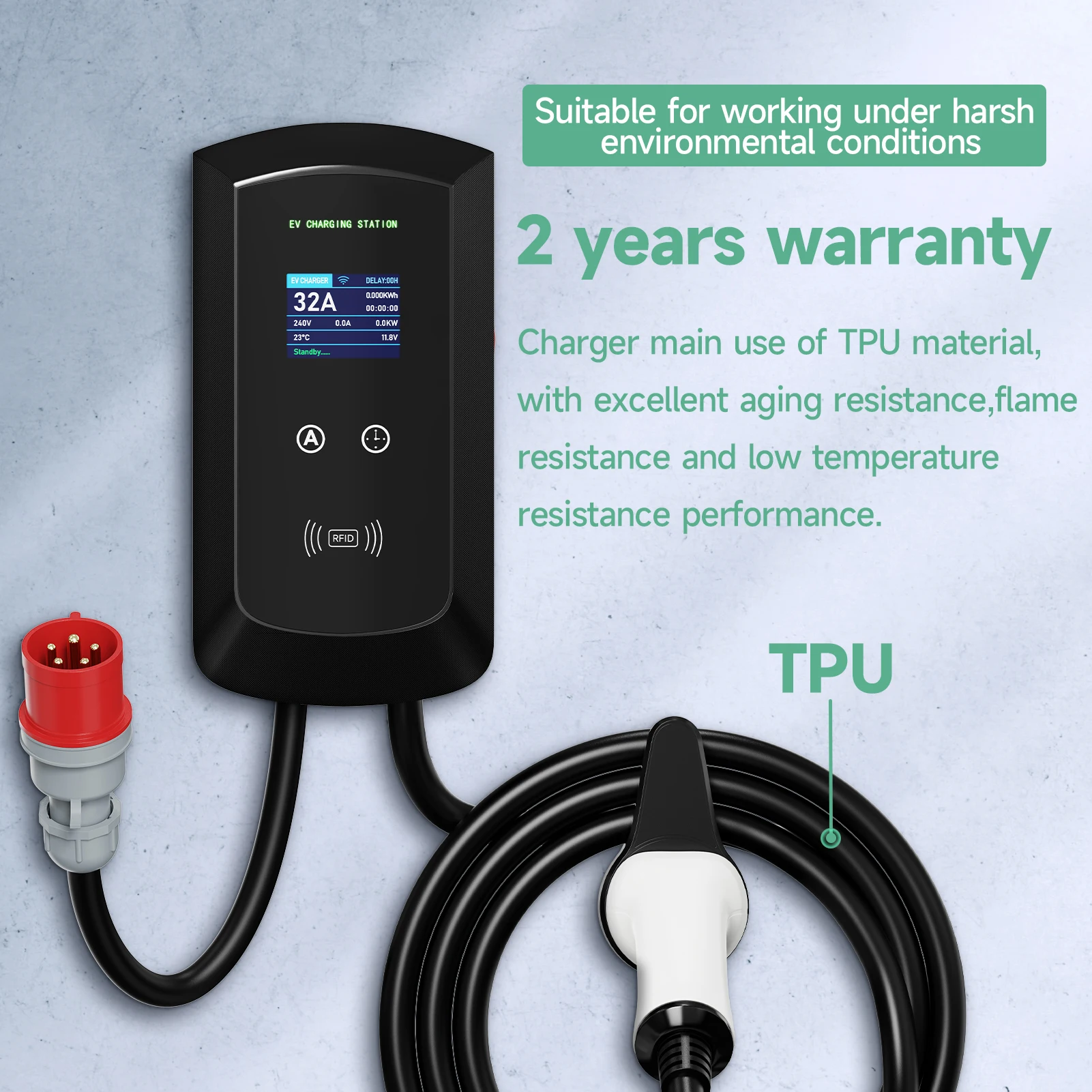 Estação de carregamento Afev 7.6kw/11kw/22kw EV - plug type2 IEC62196-2 32a - Bluetooth - Image 6