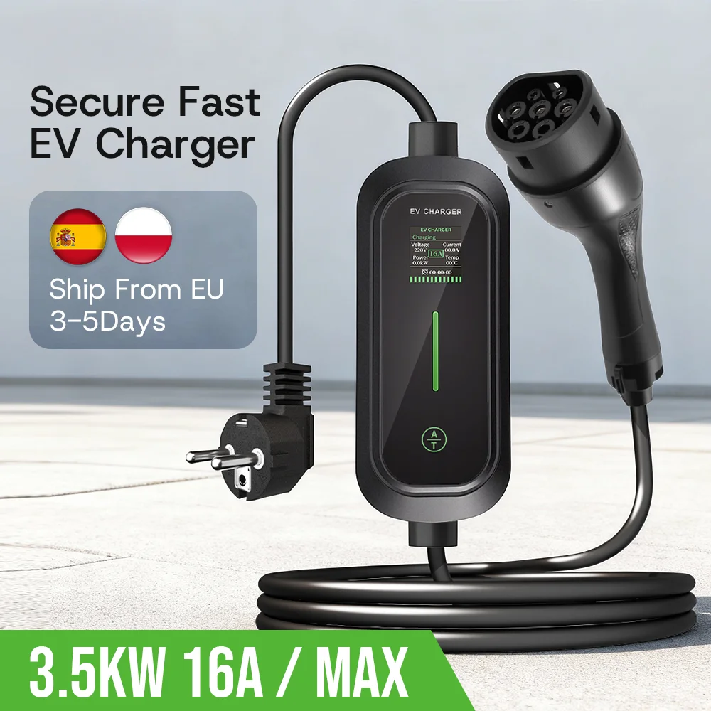 Carregador portátil VE type2 IEC62196-2 wallbox 3.5kw carro elétrico