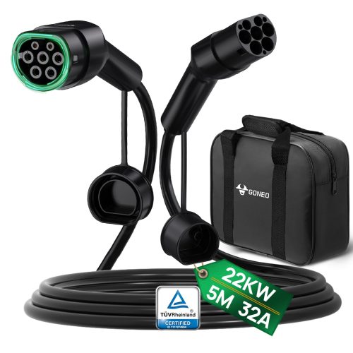 GONEO Cabo de Carregamento Tipo 2 - 22 kW 5M 32A - para Veículos Elétricos e Híbridos Plug in