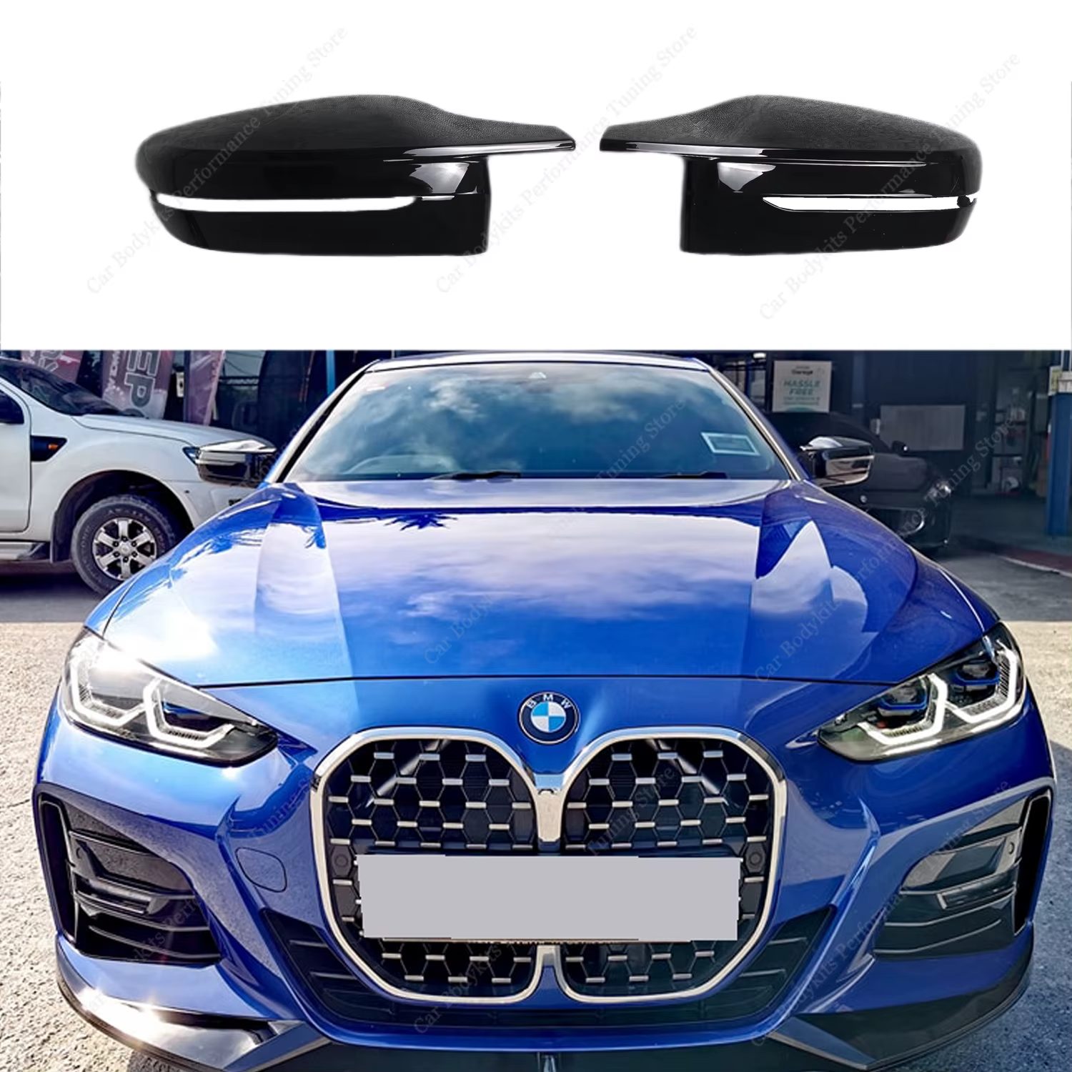 Capas de espelho retrovisor look M para BMW i4 G22 G23 G26 (2020-2025) - Glossy Black