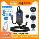 Carregador Afyeev EV 3600W – Type2 Type1 GBT Wallbox Portátil com ficha UE
