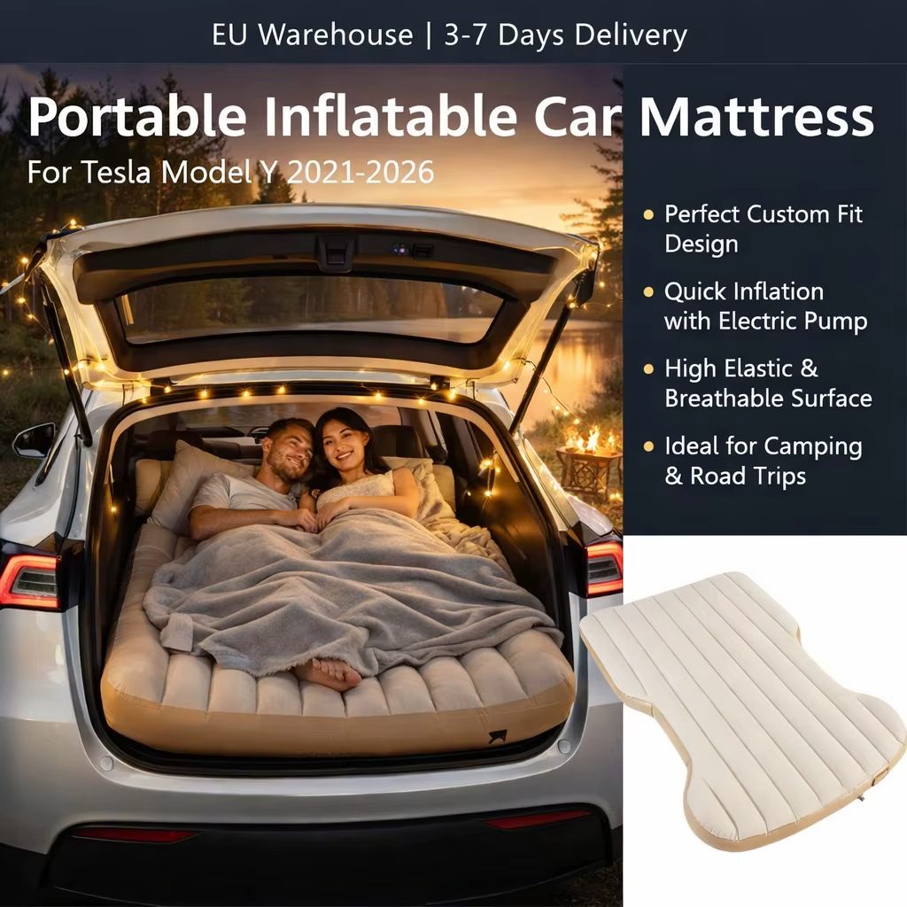 Colchão inflável dobrável para Tesla Model Y (2021-2026) – Conforto premium para viagens e campismo