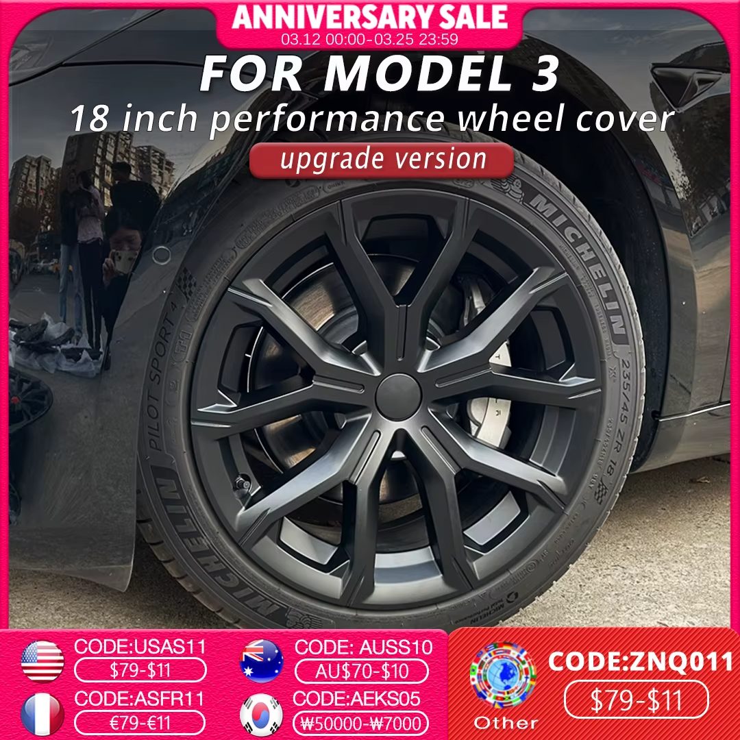 Pack 4 tampas para rodas Tesla Model 3 (2018-2023) Full Cover ABS Performance