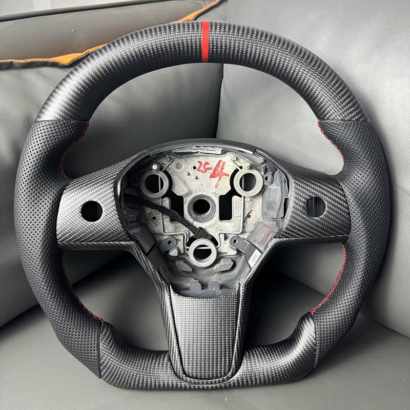 Volante Carbono NAPPA para Tesla Model Y Couro e Alcantara com aquecimento 350mm