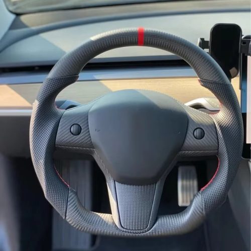 Volante Carbono NAPPA para Tesla Model Y Couro e Alcantara com aquecimento 350mm