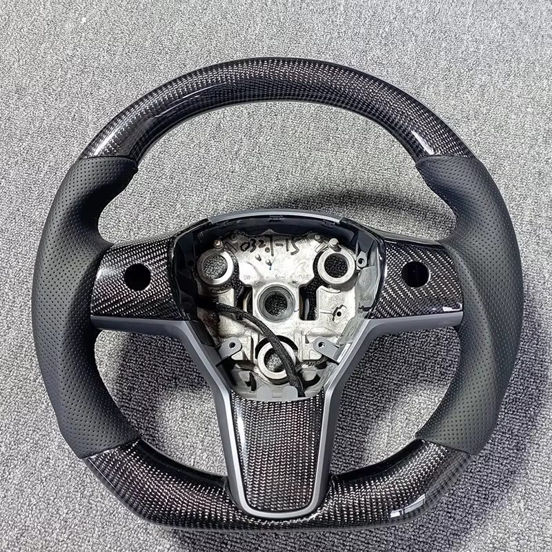 Volante Carbono NAPPA para Tesla Model Y Couro e Alcantara com aquecimento 350mm