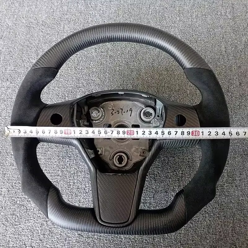 Volante Carbono NAPPA para Tesla Model Y Couro e Alcantara com aquecimento 350mm