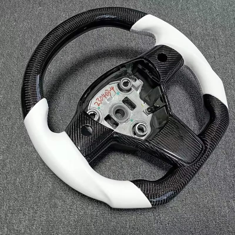 Volante Carbono NAPPA para Tesla Model Y Couro e Alcantara com aquecimento 350mm