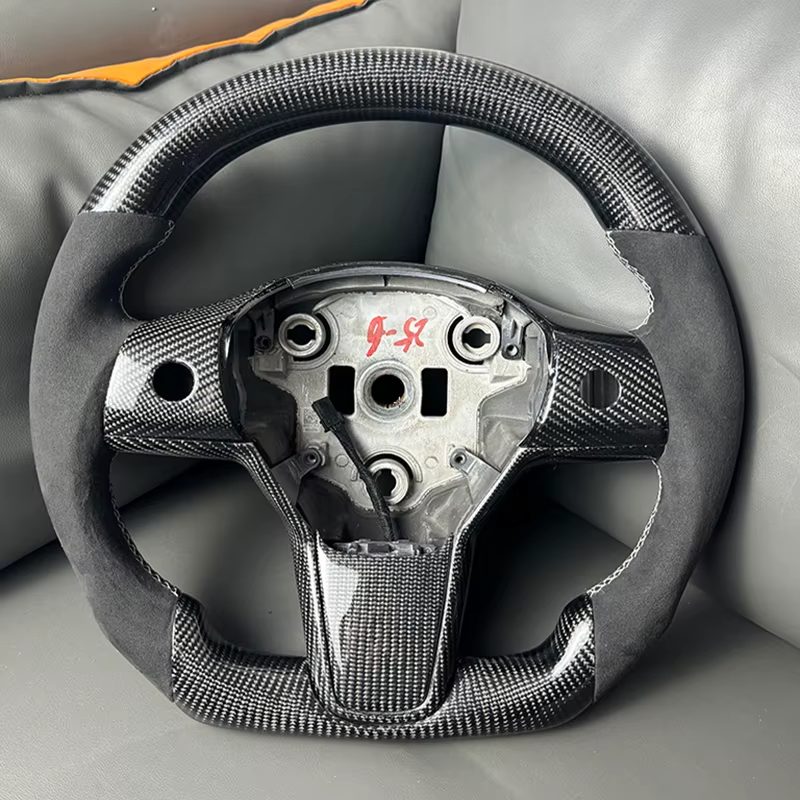 Volante Carbono NAPPA para Tesla Model Y Couro e Alcantara com aquecimento 350mm