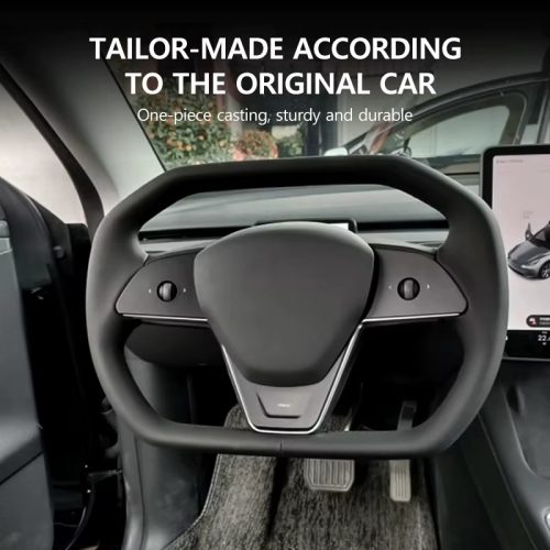 Volante YOKE Cyber Style em Couro com Aquecimento para Tesla Model 3 Model Y (2017-2024)