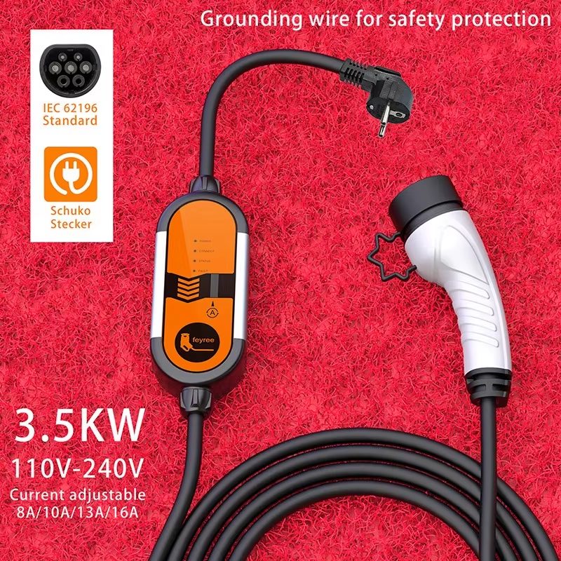 Carregador carro elétrico FEYREE Type 1 Type 2 EVSE 16A – Carregamento seguro e inteligente para veículos elétricos