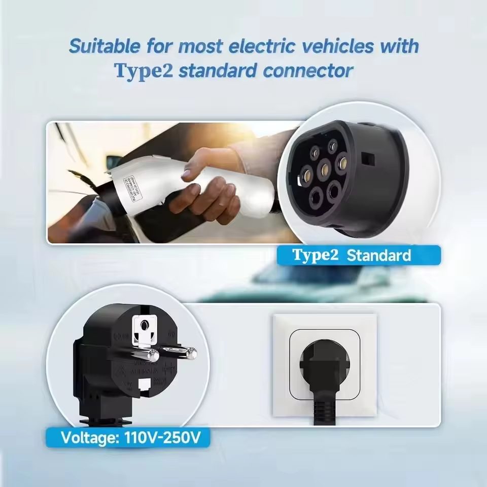 Carregador portátil ZESCHEV 3.5kWh 16A Type 2 IEC62196-2 – Carregamento seguro e prático para veículos elétricos